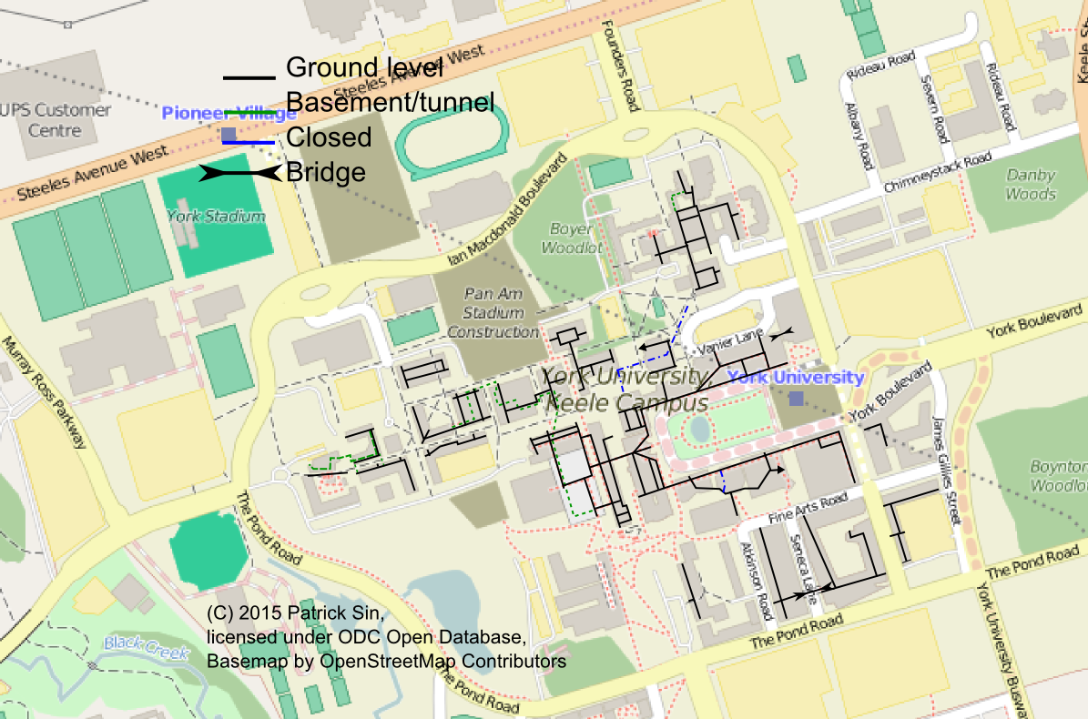 Map of hallways and tunnels at York